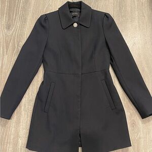 ZARA BASIC COLLECTION Navy Blue Collared Button Lined Tailored Coat MidLength XS